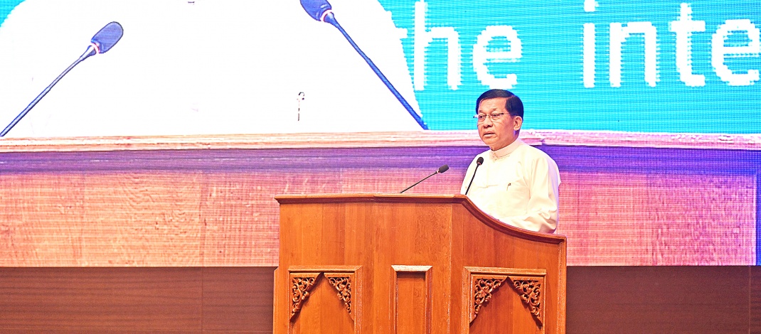 NCA (၁၀) နှစ်ပြည့်  နှစ်ပတ်လည်နေ့အခမ်းအနားတွင်  ပြည်ထောင်စုသမ္မတမြန်မာနိုင်ငံတော် ယာယီသမ္မတ နိုင်ငံတော်လုံခြုံရေးနှင့်အေးချမ်းသာယာရေးကော်မရှင်ဥက္ကဋ္ဌ အမျိုးသားစည်းလုံးညီညွတ်ရေးနှင့် ငြိမ်းချမ်းရေးဖော်ဆောင်မှု ဗဟိုကော်မတီဥက္ကဋ္ဌ တပ်မတော်ကာကွယ်ရေးဦးစီးချုပ် ဗိုလ်ချုပ်မှူးကြီးမင်းအောင်လှိုင် ပြောကြားသည့်အဖွင့်မိန့်ခွန်း