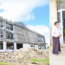 Acting President and SSPC Chairman of the Republic of the Union of Myanmar Senior General Min Aung Hlaing inspects Myanma Thakaung Advanced War Veterans Housing(Laydauntkan)