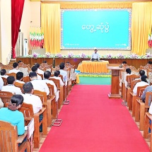 Acting President of the Republic of the Union of Myanmar, Chairman of State Security and Peace Commission of the Republic of the Union of Myanmar, Senior General Min Aung Hlaing meets local elders from Pathein, and discusses regional development