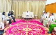 ပြည်ထောင်စုသမ္မတမြန်မာနိုင်ငံတော် ယာယီသမ္မတ နိုင်ငံတော်လုံခြုံရေးနှင့်အေးချမ်းသာယာရေး ကော်မရှင်ဥက္ကဋ္ဌ ဗိုလ်ချုပ်မှူးကြီးမင်းအောင်လှိုင်ထံသို့ တရုတ်နိုင်ငံခြားရေးဝန်ကြီးဌာန အာရှရေးရာ အထူးကိုယ်စားလှယ် ဦးဆောင်သည့် ကိုယ်စားလှယ်အဖွဲ့ လာရောက်ဂါရဝပြုတွေ့ဆုံ