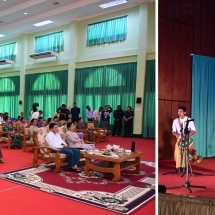 ပြည်ထောင်စုသမ္မတမြန်မာနိုင်ငံတော်ယာယီသမ္မတနိုင်ငံတော်လုံခြုံရေးနှင့်အေးချမ်းသာယာရေးကော်မရှင်ဥက္ကဋ္ဌဗိုလ်ချုပ်မှူးကြီးမင်းအောင်လှိုင်နှင့်ဇနီးဒေါ်ကြူကြူလှ(၂၆)ကြိမ်မြောက် မြန်မာ့ရိုးရာယဉ်ကျေးမှု အဆို၊ အက၊ အရေး၊ အတီး ပြိုင်ပွဲ ကျင်းပနေမှုများကို တက်ရောက်ကြည့်ရှုအားပေး