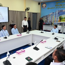 Acting President of the Republic of the Union of Myanmar, Chairman of State Security and Peace Commission of the Republic of the Union of Myanmar, Senior General Min Aung Hlaing inspects PyinOoLwin railway station and new six-storey modern Thumingala market (Nyandaw market) project 