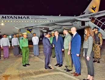 High-level delegation that could enhance friendship with the Russian Federation and the Republic of Kazakhstan led by Acting President of the Republic of the Union of Myanmar, Chairman of the State Security and Peace Commission of the Republic of the Union of Myanmar, Senior General Min Aung Hlaing arrives back in Myanmar