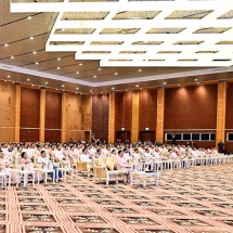 Acting President of the Republic of the Union of Myanmar, Chairman of State Security and Peace Commission of the Republic of the Union of Myanmar, Senior General Min Aung Hlaing addresses opening ceremony of the 26th Myanmar Traditional Cultural Performing Arts Competitions