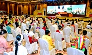 Acting President of the Republic of the Union of Myanmar, Chairman of State Security and Peace Commission of the Republic of the Union of Myanmar, Senior General Min Aung Hlaing meets students of the five-year education degree course No 7 of the University for Development of National Races