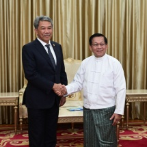 Acting President of the Republic of the Union of Myanmar, Chairman of State Security and Peace Commission of the Republic of the Union  of Myanmar, Senior General Min Aung Hlaing receives Minister  of Foreign Affairs of Malaysia 