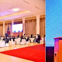 Acting President and SSPC Chairman of the Republic of the Union  of Myanmar Senior General Min Aung Hlaing attends the honorary certificate presentation and the dinner in honour of the 26th Performing  Arts Competitions