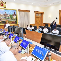 Chairman of the Financial Commission Acting President of the Republic of the Union of Myanmar, Chairman of the State Security and Peace Commission, Senior General Min Aung Hlaing addresses Financial Commission meeting Materialize activities that benefit people by effectively and wisely using the approved funds within the fixed period