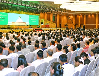 Ceremony to present National Lifetime Awards for Literary Achievement, National Literary Awards, Sarpay Beikman Manuscript Awards for 2024 held; Acting President of the Republic of the Union of Myanmar, Chairman of State Security and Peace Commission Senior General Min Aung Hlaing and wife Daw Kyu Kyu Hla grace the ceremony with their presence