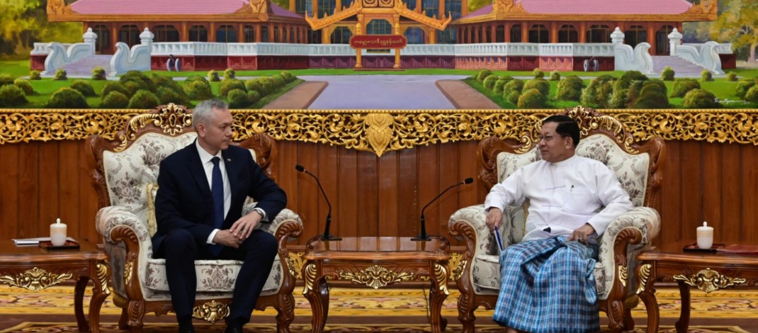 Delegation led by Governor of Novosibirsk Region, Russian Federation, H.E. Mr. Andrey Aleksandrovich Travnikov pays courtesy call on Acting President of the Republic of the Union of Myanmar, Chairman of State Security and Peace Commission, Senior General Min Aung Hlaing
