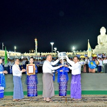 Maravijaya Buddha Image Tazaungdine lighting festival 2025, hot-air balloon releasing contest and Mathoe golden lotus weaving contest and awarding ceremony take place, Acting President of the Republic of the Union of Myanmar, Chairman of the State Security and Peace Commission, Senior General Min Aung Hlaing attends the contests and ceremonies