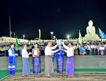 Maravijaya Buddha Image Tazaungdine lighting festival 2025, hot-air balloon releasing contest and Mathoe golden lotus weaving contest and awarding ceremony take place, Acting President of the Republic of the Union of Myanmar, Chairman of the State Security and Peace Commission, Senior General Min Aung Hlaing attends the contests and ceremonies