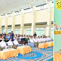 Acting President of the Republic of the Union of Myanmar,Chairman of State Security and Peace Commission, Senior General Min Aung Hlaing meets district and township level departmental personnel and local elders in Maubin and discusses regional development 