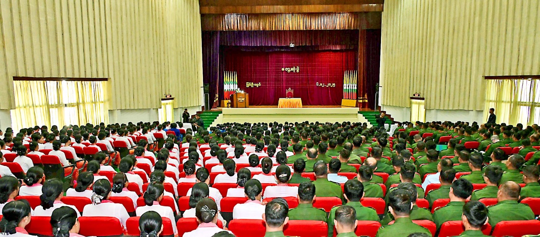 Chairman of State Security and Peace Commission Commander-in-Chief of Defence Services Senior General Min Aung Hlaing meets officers, other ranks and families and cadets of PyinOoLwin Station 