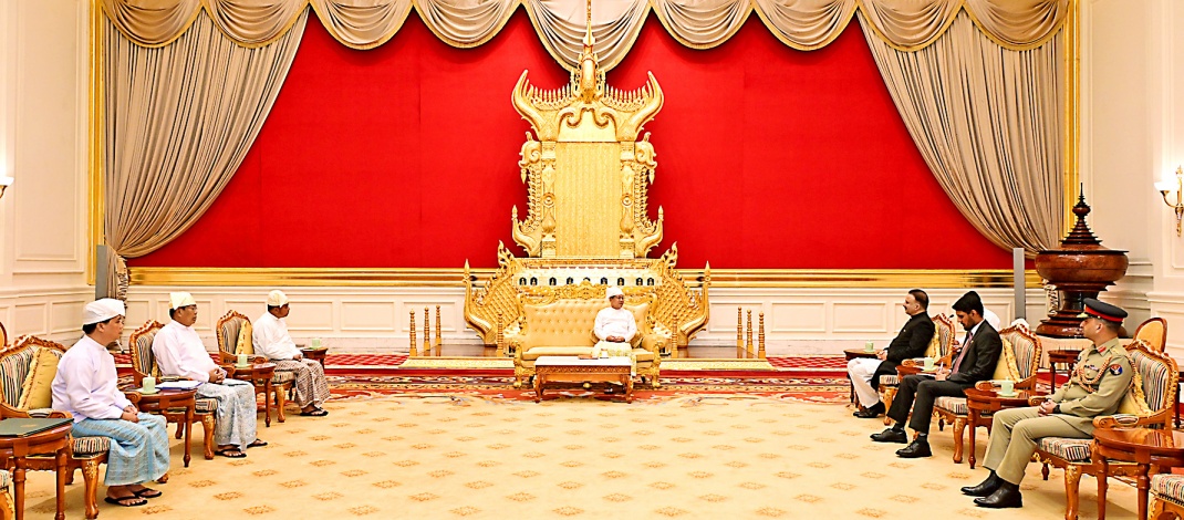 Acting President of the Republic of the Union of Myanmar, Chairman of State Security and Peace Commission, Senior General Min Aung Hlaing accepts Credentials of Ambassador of Pakistan to Myanmar