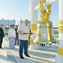 President of the Republic of Belarus H.E. Mr. Aleksandr Lukashenko and Acting President of the Republic of the Union of Myanmar, Chairman of State Security and Peace Commission, Senior General Min Aung Hlaing pay homage to Maravijaya Buddha Image 