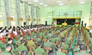 SSPC Chairman Commander-in-Chief of Defence Services Senior General Min Aung Hlaing meets officers, other ranks and families of Pyay Station