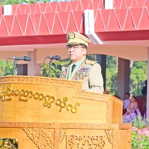 နိုင်ငံတော်လုံခြုံရေးနှင့် အေးချမ်းသာယာရေးကော်မရှင်ဥက္ကဋ္ဌ တပ်မတော်ကာကွယ်ရေး ဦးစီးချုပ် ဗိုလ်ချုပ်မှူးကြီး သတိုးမဟာသရေစည်သူ သတိုးသီရိသုဓမ္မမင်းအောင်လှိုင် တပ်မတော်နည်းပညာတက္ကသိုလ် ဗိုလ်လောင်းသင်တန်းအမှတ်စဉ်(၂၇) သင်တန်းဆင်း ဂုဏ်ပြုစစ်ရေးပြအခမ်းအနားသို့ တက်ရောက်မိန့်ခွန်းပြောကြား