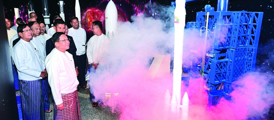 အာကာသပြတိုက်(ရန်ကုန်)ဖွင့်ပွဲအခမ်းအနားကျင်းပ၊ ပြည်ထောင်စုသမ္မတမြန်မာနိုင်ငံတော်ယာယီသမ္မတ နိုင်ငံတော်လုံခြုံရေးနှင့်အေးချမ်းသာယာရေးကော်မရှင်ဥက္ကဋ္ဌဗိုလ်ချုပ်မှူးကြီးမင်းအောင်လှိုင်တက်ရောက်ဖွင့်လှစ်ပေး အာကာသနည်းပညာများ ခေတ်နှင့်အညီဖွံ့ဖြိုးတိုးတက်လာစေရေး ရည်မှန်းချက်ထားပြီးဆောင်ရွက်