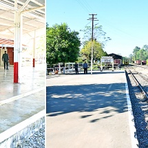 SSPC Chairman Commander-in-Chief of Defence Services Senior General Min Aung Hlaing inspects construction of war veteran housing in PyinOoLwin