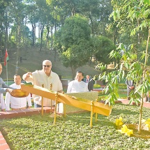 The President of the Republic of Belarus, H.E. Mr. Aleksandr Lukashenko, and the Acting President of the Republic of the Union of Myanmar, Chairman of the State Security and Peace Commission, Senior General Min Aung Hlaing, jointly planted a commemorative tree for the two countries