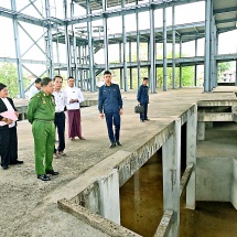 Acting President of the Republic of the Union of Myanmar, Chairman of State Security and Peace Commission, Senior General Min Aung Hlaing inspects construction of international-standard Myanmar Art Center-Yangon