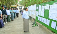 Acting President of the Republic of the Union of Myanmar, Chairman of State Security and Peace Commission Senior General Min Aung Hlaing visits voters casting ballots at the Phase 2 of the 2025 Multi-party Democracy General Election of the Republic of the Union of Myanmar at the relevant polling stations