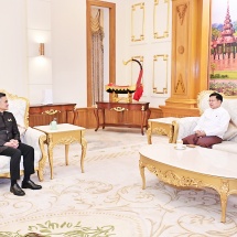 Acting President of the Republic of the Union of Myanmar, Chairman of State Security and Peace Commission, Senior General Min Aung Hlaing receives Ambassador of Thailand to Myanmar