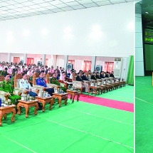 နိုင်ငံတော်လုံခြုံရေးနှင့်အေးချမ်းသာယာရေးကော်မရှင်ဥက္ကဋ္ဌ တပ်မတော်ကာကွယ်ရေးဦးစီးချုပ် ဗိုလ်ချုပ်မှူးကြီးမင်းအောင်လှိုင် အလယ်ပိုင်းတိုင်းစစ်ဌာနချုပ် မန္တလေးတပ်နယ်ရှိ အရာရှိ၊ စစ်သည်၊ မိသားစုများအား တွေ့ဆုံအမှာစကားပြောကြား