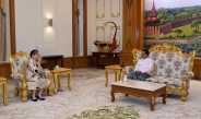 Acting President of the Republic of the Union of Myanmar, Chairman of State Security and Peace Commission Senior General Min Aung Hlaing receives delegation led by Special Envoy of ASEAN Chair to Myanmar Secretary of Foreign Affairs of the Philippines