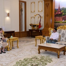 Acting President of the Republic of the Union of Myanmar, Chairman of State Security and Peace Commission Senior General Min Aung Hlaing receives delegation led by Special Envoy of ASEAN Chair to Myanmar Secretary of Foreign Affairs of the Philippines