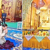 Acting President of the Republic of the Union of Myanmar and SSPC Chairman Senior General Min Aung Hlaing pays homage to Thatta Thattaha Maha Bawdi Pagoda and Abhaya Razamuni Buddha Image in Buddha Park and Mahamuni Buddha Image in Kengtung, Shan State (East)
