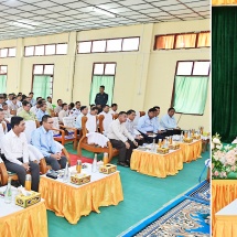 Acting President of the Republic of the Union of Myanmar, Chairman of State Security and Peace Commission, Senior General Min Aung Hlaing meets with departmental officials and local elders from Kangyidaunt, and discusses regional development 