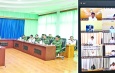 Acting President of the Republic of the Union of Myanmar and Commander-in-Chief of Defence Services Senior General Min Aung Hlaing gives guidance to senior officer instructors and senior officer trainees of National Defence College through video conferencing 