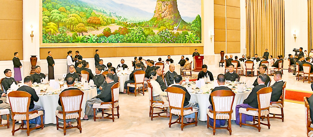 Acting President of the Republic of the Union of Myanmar and SSPC Chairman Senior General Min Aung Hlaing hosts dinner in honour of Myanmar delegation that represented the country at the International Court of Justice (ICJ) hearing