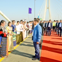 Acting President of the Republic of the Union of Myanmar SSPC Chairman Senior General Min Aung Hlaing attends opening ceremony of Myanmar–Korea Friendship (Dala) Bridge 