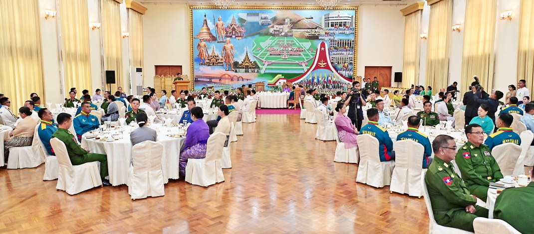 Honorary awards presented to Tatmadaw member athletes who won medals at the 19th Asian Games, 33rd SEA Games and 13th ASEAN Para Games bringing honour to the State and coaches who guided them to win medals
