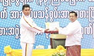 Acting President of the Republic of the Union of Myanmar, Chairman of State Security and Peace Commission, Senior General Min Aung Hlaing attends ceremony to present cash rewards offered by government to athletes who won medals in international sports competitions, 33rd SEA Games, 13th ASEAN Para Games, presents cash rewards