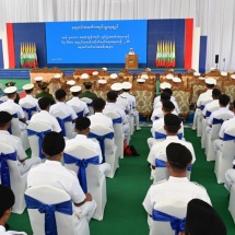 Chairman of State Security and Peace Commission Commander-in-Chief of  Defence Services Senior General Min Aung Hlaing attends commissioning of  40,000-ton dry dock of Naval Shipyard HQ and war vessels of Tatmadaw (Navy) 