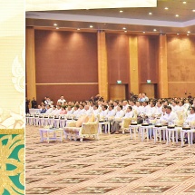 Acting President of the Republic of the Union of Myanmar, Chairman of the State Security and Peace Commission Senior General Min Aung Hlaing delivers address at the opening ceremony of a Forum on The Dawn of a New State (Trust, Stability & Development) 