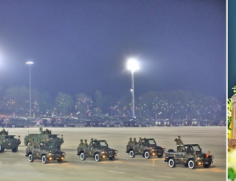 Parade of 81st Anniversary Armed Forces Day held; Chairman of the State Security and Peace Commission Commander-in-Chief of Defence Services Senior General Thadoe Maha Thray  Sithu Thadoe Thiri Thudhamma Min Aung Hlaing delivers address