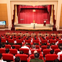 ပြည်ထောင်စုသမ္မတမြန်မာနိုင်ငံတော် ယာယီသမ္မတ နိုင်ငံတော်လုံခြုံရေးနှင့်အေးချမ်းသာယာရေး ကော်မရှင် ဥက္ကဋ္ဌ ဗိုလ်ချုပ်မှူးကြီးမင်းအောင်လှိုင်  နိုင်ငံတော်အစိုးရ၏ ၂၀၂၁ ခုနှစ်မှ ၂၀၂၅ ခုနှစ်အတွင်း နိုင်ငံတော်ဖွံ့ဖြိုးတိုးတက်စေရေးဆောင်ရွက်ခဲ့မှုနှင့်ပတ်သက်၍ ပြန်လည်သုံးသပ်ဆွေးနွေးမှာကြား