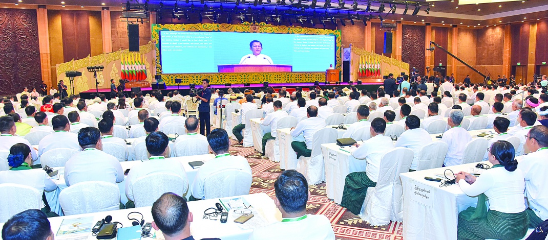 ပြည်ထောင်စုသမ္မတမြန်မာနိုင်ငံတော်ယာယီသမ္မတနိုင်ငံတော်လုံခြုံရေးနှင့်အေးချမ်းသာယာရေးကော်မရှင်ဥက္ကဋ္ဌဗိုလ်ချုပ်မှူးကြီးမင်းအောင်လှိုင်မြန်မာ့မျက်နှာစာသစ်ဖိုရမ်(ယုံကြည်မှု၊ တည်ငြိမ်အေးချမ်းမှုနှင့်ဖွံ့ဖြိုးတိုးတက်မှု)ဖွင့်ပွဲအခမ်းအနားသို့ တက်ရောက် အမှာ စကားပြောကြား