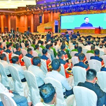 First anniversary of the Mandalay Earthquake marked; Acting President of the Republic of the Union of Myanmar, Chairman of the State Security and Peace Commission, Senior General Min Aung Hlaing delivers address and presents honorary medals to internal and external organizations in recognition of their participation in earthquake response undertakings