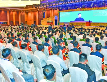 First anniversary of the Mandalay Earthquake marked; Acting President of the Republic of the Union of Myanmar, Chairman of the State Security and Peace Commission, Senior General Min Aung Hlaing delivers address and presents honorary medals to internal and external organizations in recognition of their participation in earthquake response undertakings