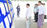 Acting President of the Republic of  the Union of Myanmar and SSPC Chairman Senior General Min Aung Hlaing inspects urban development implementation in PyinOoLwin