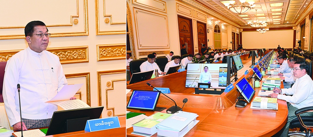 အမျိုးသားစီမံကိန်းကော်မရှင်ဥက္ကဋ္ဌ ပြည်ထောင်စုသမ္မတမြန်မာနိုင်ငံတော် ယာယီ သမ္မတ နိုင်ငံတော်လုံခြုံရေးနှင့်အေးချမ်းသာယာရေးကော်မရှင်ဥက္ကဋ္ဌ ဗိုလ်ချုပ်မှူးကြီး မင်းအောင်လှိုင် အမျိုးသားစီမံကိန်းကော်မရှင်(၁/၂၀၂၆)အစည်းအဝေးသို့ တက်ရောက် အမှာစကားပြောကြား