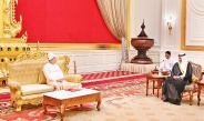 Acting President of the Republic of the Union of Myanmar SSPC Chairman Senior General Min Aung Hlaing accepts Letters of Credence of newly-accredited Ambassador of the Kingdom of Saudi Arabia to Myanmar