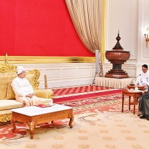 Acting President of the Republic of the Union of Myanmar SSPC Chairman Senior General Min Aung Hlaing accepts Letters of Credence of newly-accredited Ambassador of the Kingdom of Saudi Arabia to Myanmar